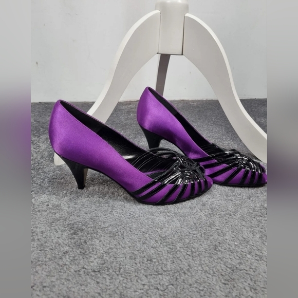 Monsoon uk 4 party shoes stilettos purple heel 2.5" - Picture 2 of 6